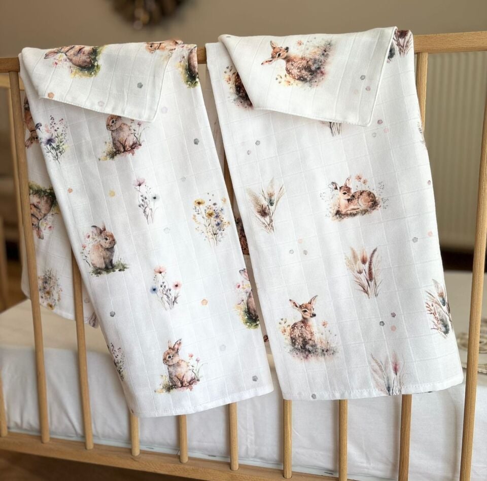 İkili Muslin Örtü + Müslin Bebek Önlüğü 108