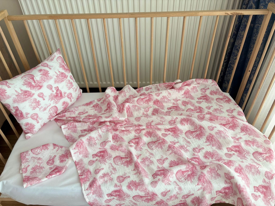 Müslin Battaniye Seti Pembe Renk 112